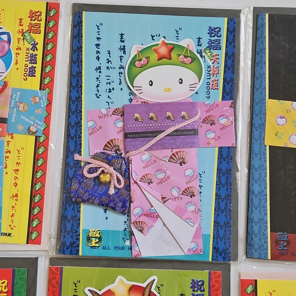 x6 NWT Handmade Hello Kitty Greeting Cards Cute Japanese Kimono 3D Origami Cards